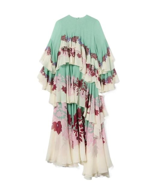 LaDoubleJ White La Doublej Naiad Ruffled Printed Dress