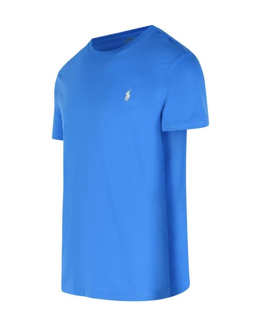 Polo Ralph Lauren Blue Logo Embroidered Crewneck T-Shirt for men