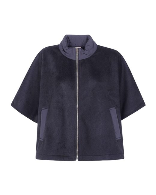 Twinset Blue Stand-Collar Zip-Up Casual Jacket