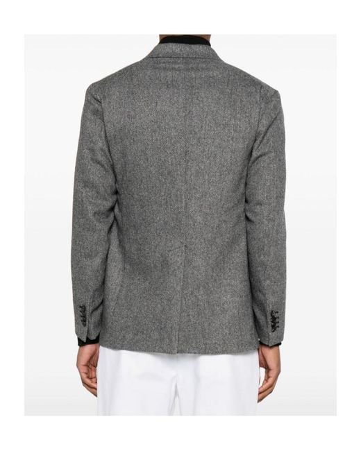 Tagliatore Gray Herringbone Double-Breasted Blazer for men