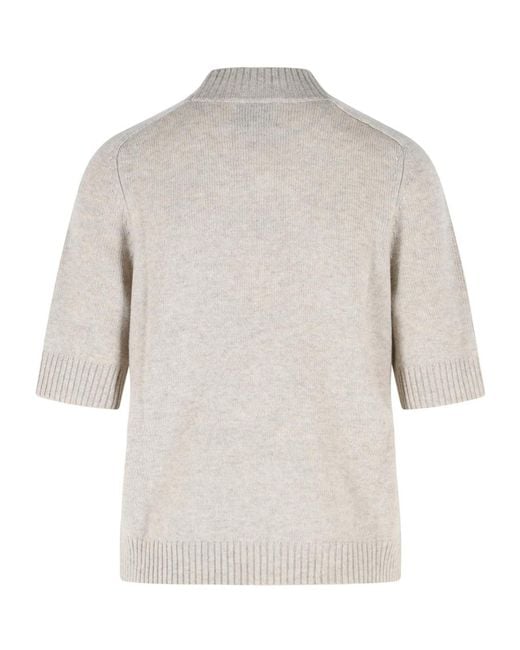 Loulou de Saison White Ruth Short-Sleeve Knitted Sweater