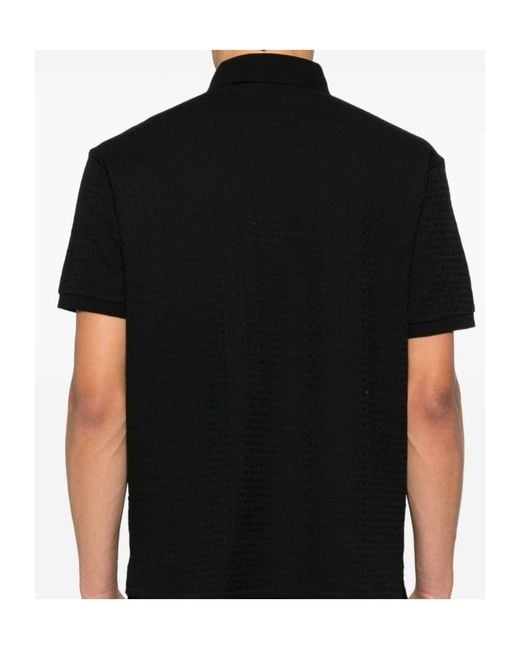 Emporio Armani Black Logo-Jacquard Polo Shirt for men