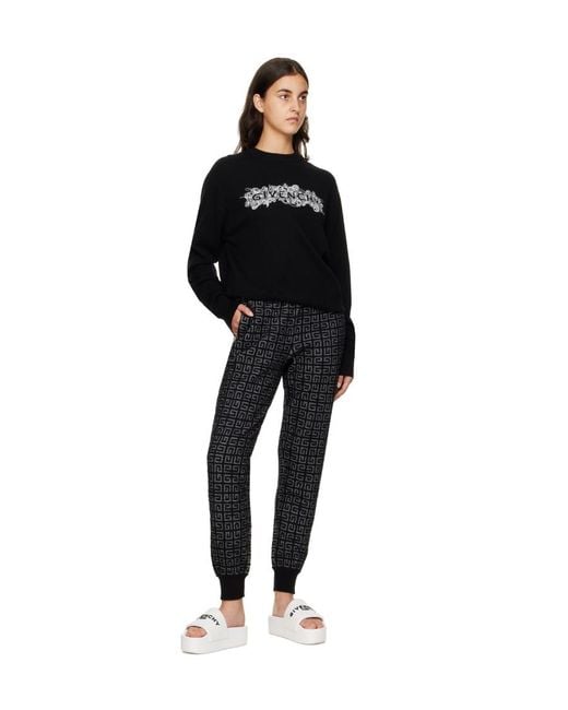 Givenchy Black 4G Monogram Cashmere Track Pants