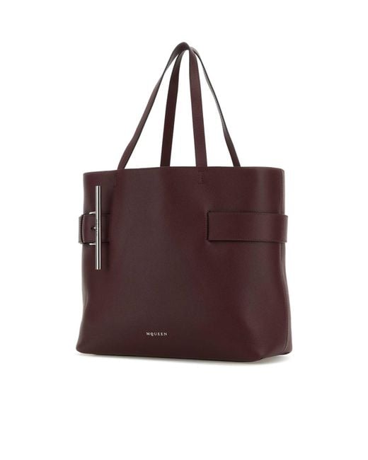 McQueen Purple T-Bar Sling Top Handle Bag