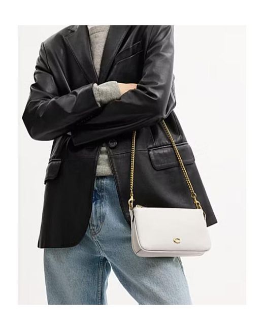 COACH White Audrey Leather Crossbody Bag