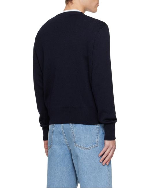 AMI Blue Logo Embroidered Crewneck Jumper for men