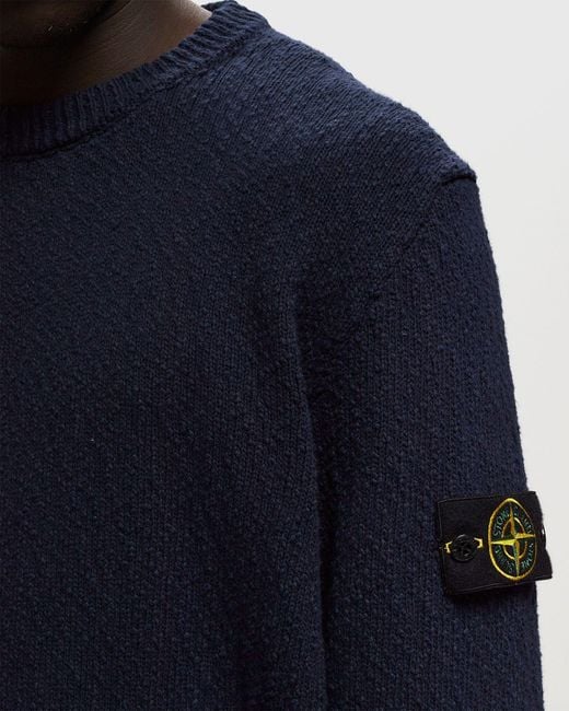 Stone Island Blue Crewneck Long-Sleeved Sleeved Sweatshirt for men