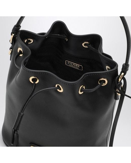 Prada Black Re-Edition 1978 Logo Plaque Bucket Bag