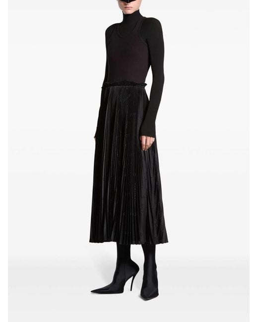 Balenciaga Black Pleated Midi Dress
