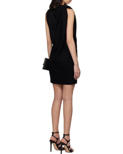 McQueen Black Wool Knotted Mini Dress