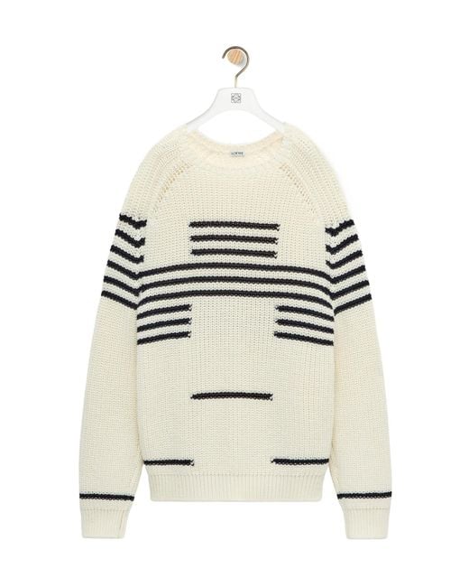 Loewe Natural Stripe Pattern Intarsia Crewneck Jumper for men