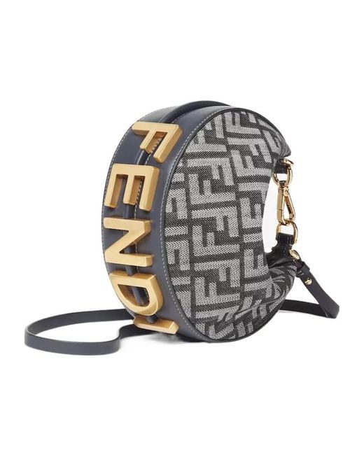 Fendi Blue Graphy Ff Jacquard Mini Hobo Bag