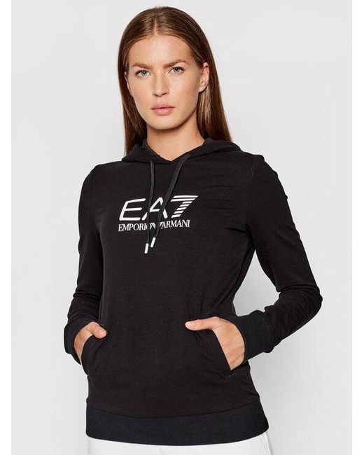 EA7 Black Logo-Print Hoodie