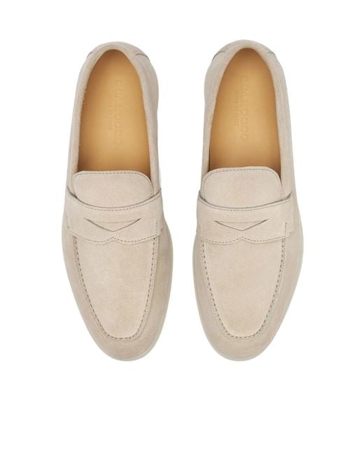 Scarosso White Luciano Almond Toe Loafers for men