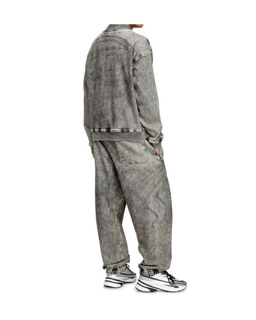 DIESEL Gray D-Carly- Track Denim Zip-Up Jacket for men