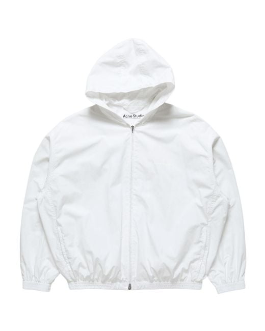 Acne White Hooded Zip-Up Jacket for men