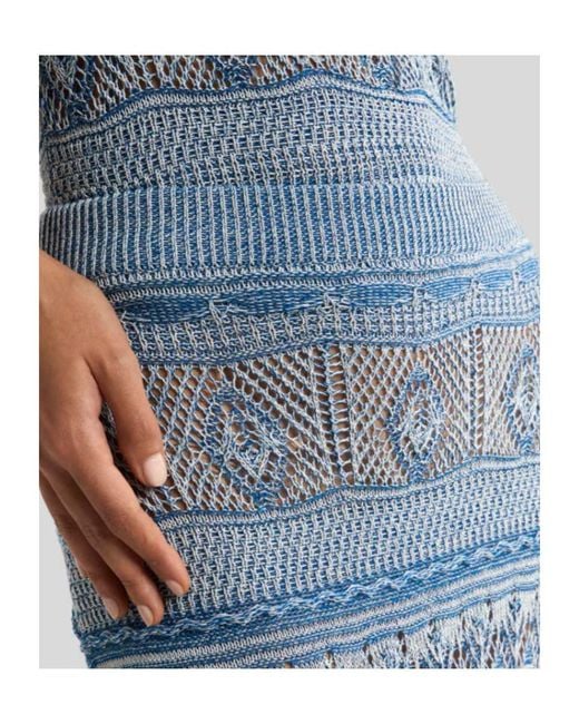 Etro Blue Ruffled Maxi Skirt