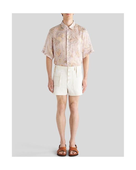 Etro White High Waisted Button-Up Chino Shorts for men