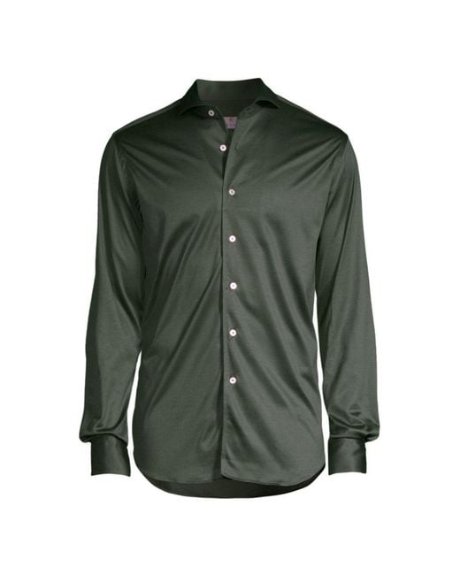 Canali Green Logo Long-Sleeved Shirt for men