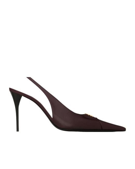 Saint Laurent Brown Babylone Breteuil Slingback Pumps