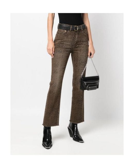 Golden Goose Deluxe Brand Gray Leopard Printed Flared Jeans