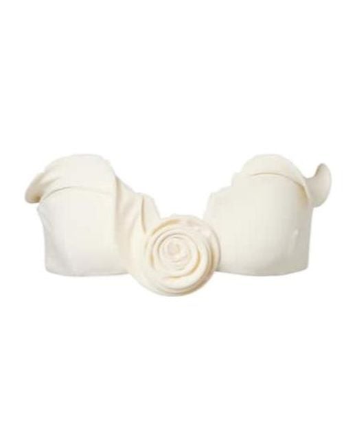 Magda Butrym White Floral-Appliqué Bikini Top