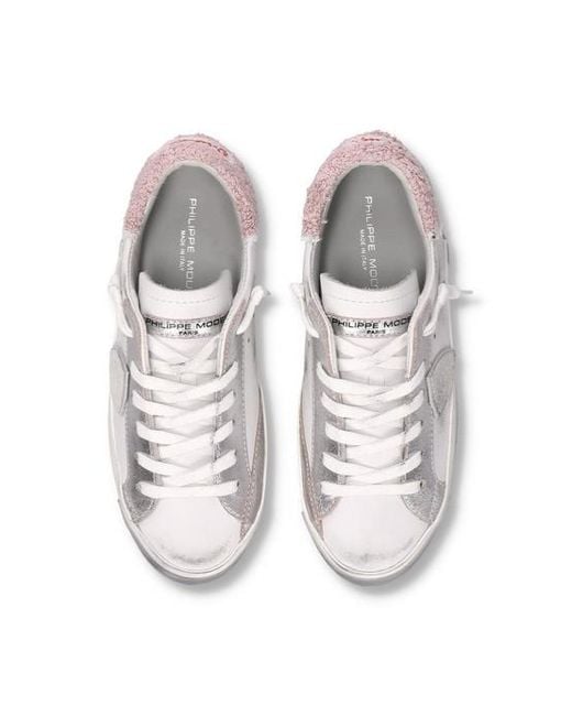 Philippe Model White Logo Embroidered Sneakers