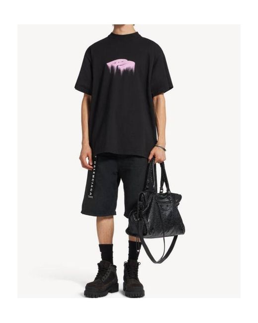Balenciaga Black Printed T-Shirt for men
