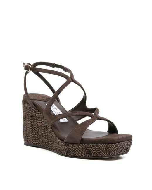 Jimmy Choo Brown Square-Toe High-Heeled Sandals