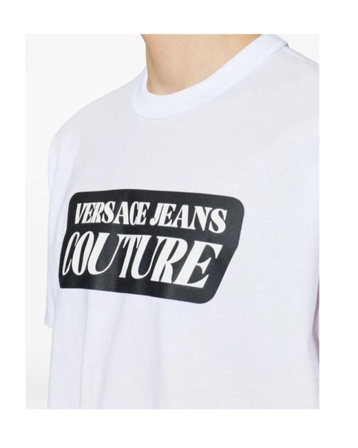 Versace White Jeans Couture Logo Printed Crewneck T-Shirt for men