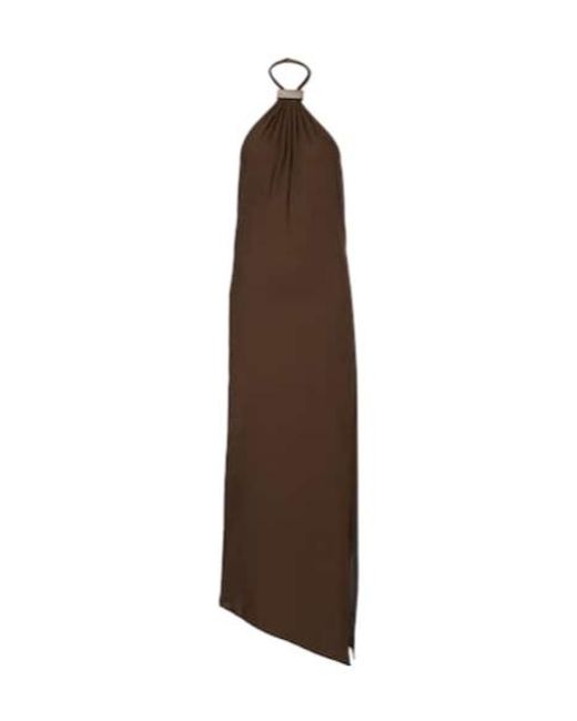 The Attico Brown Halterneck Open-Back Midi Dress
