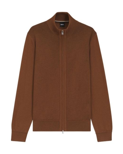 Boss Brown Boss Zip-Up High Neck Cardigan for men
