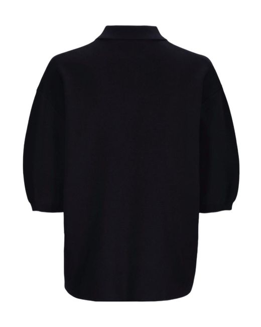 Frankie Shop Blue Nola Knit Polo Top