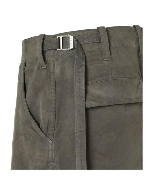 Fendi Gray Cotton Shorts