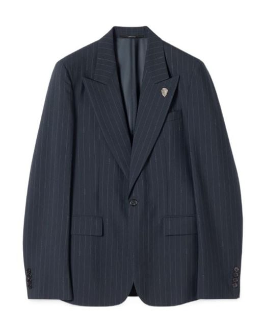 Gucci Blue Pinstripe Wool Jacket for men