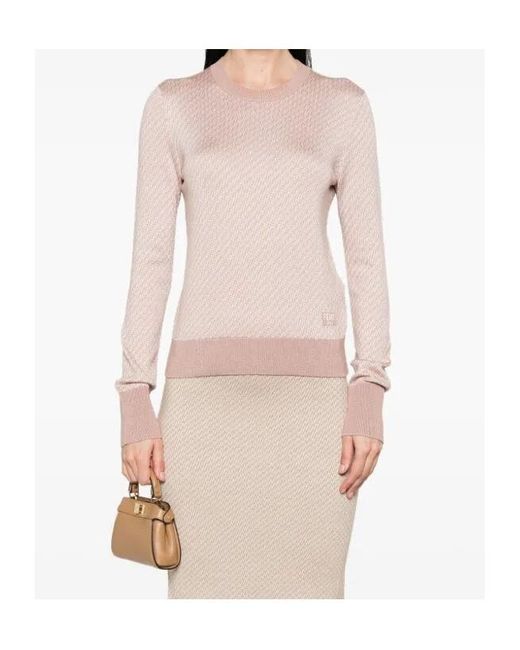 Fendi Pink Textured Knit Pullover
