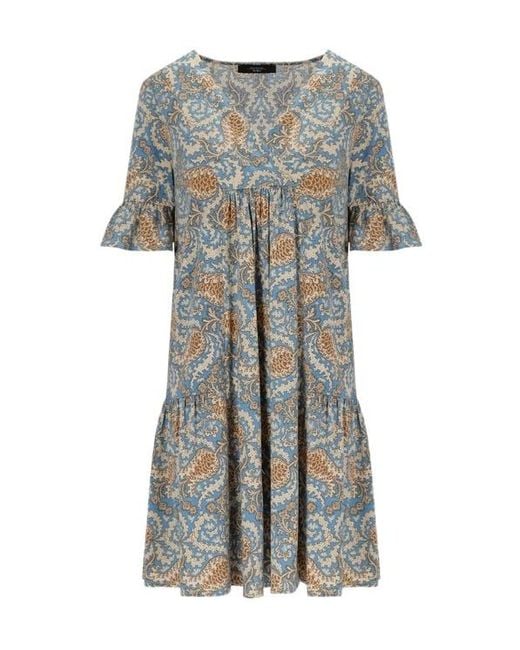 Weekend by Maxmara Gray Fuoco Floral Printed V-Neck Dress