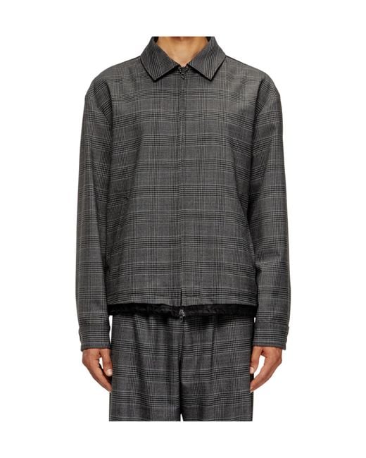 DIESEL Gray J-Ting Checked Zip-Up Shirt Jacket for men