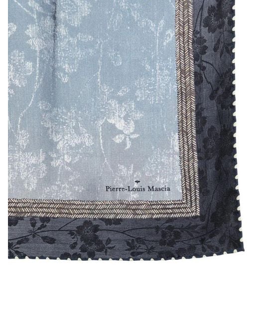 Pierre Louis Mascia Blue Cialda Floral-Print Scarf