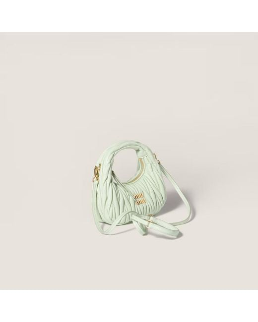 Miu Miu Green Wander Matelassé Nappa Leather Hobo Mini-Bag