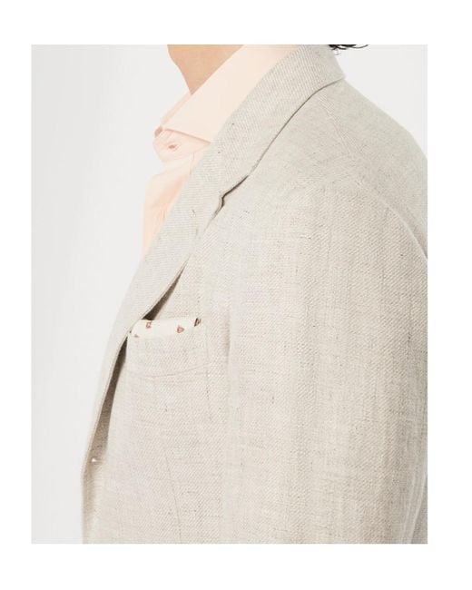 Brunello Cucinelli White Single-Breasted Tailored Blazer for men