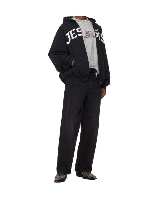Vetements Blue Jesus Christ Zip Up Hoodie for men