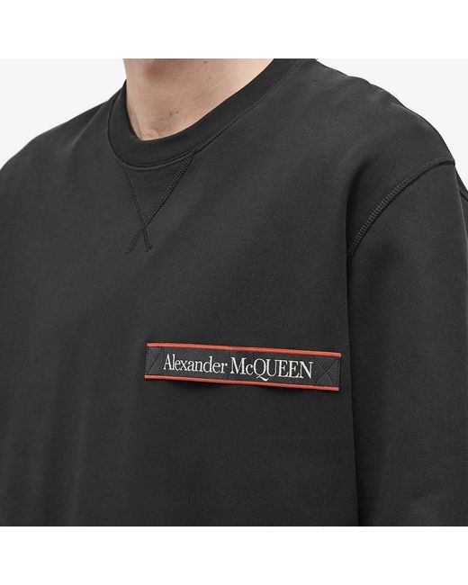 McQueen Black Logo Patch Crewneck Sweatshirt for men