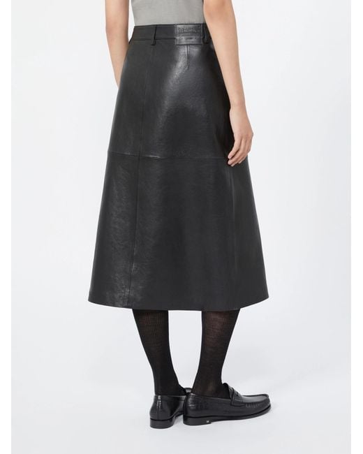 Max Mara Black Leather Panelled Skirt