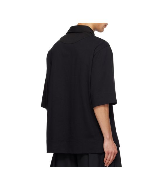 Simone Rocha Black Collared Polo Shirt for men