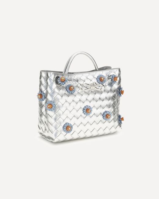 Bottega Veneta Gray Floral Detail Shoulder Bag