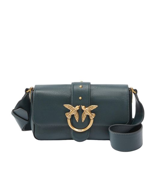 Pinko Blue Love Birds Buckled Mini Shoulder Bag