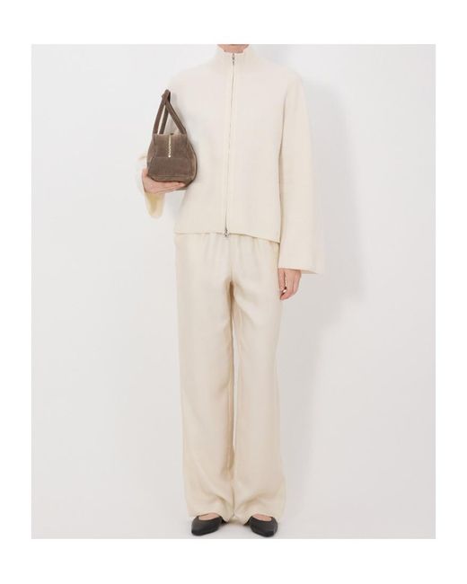 Loulou de Saison White Gabi Zip-Up Knitted Sweater