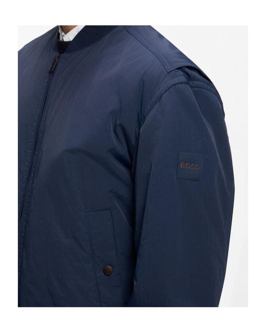 Boss Blue Water-Repellent Bomber Jacket for men