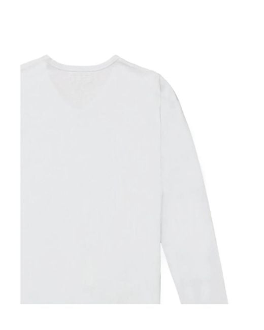 Emporio Armani White Round Collar And Long-Sleeved T-Shirt for men